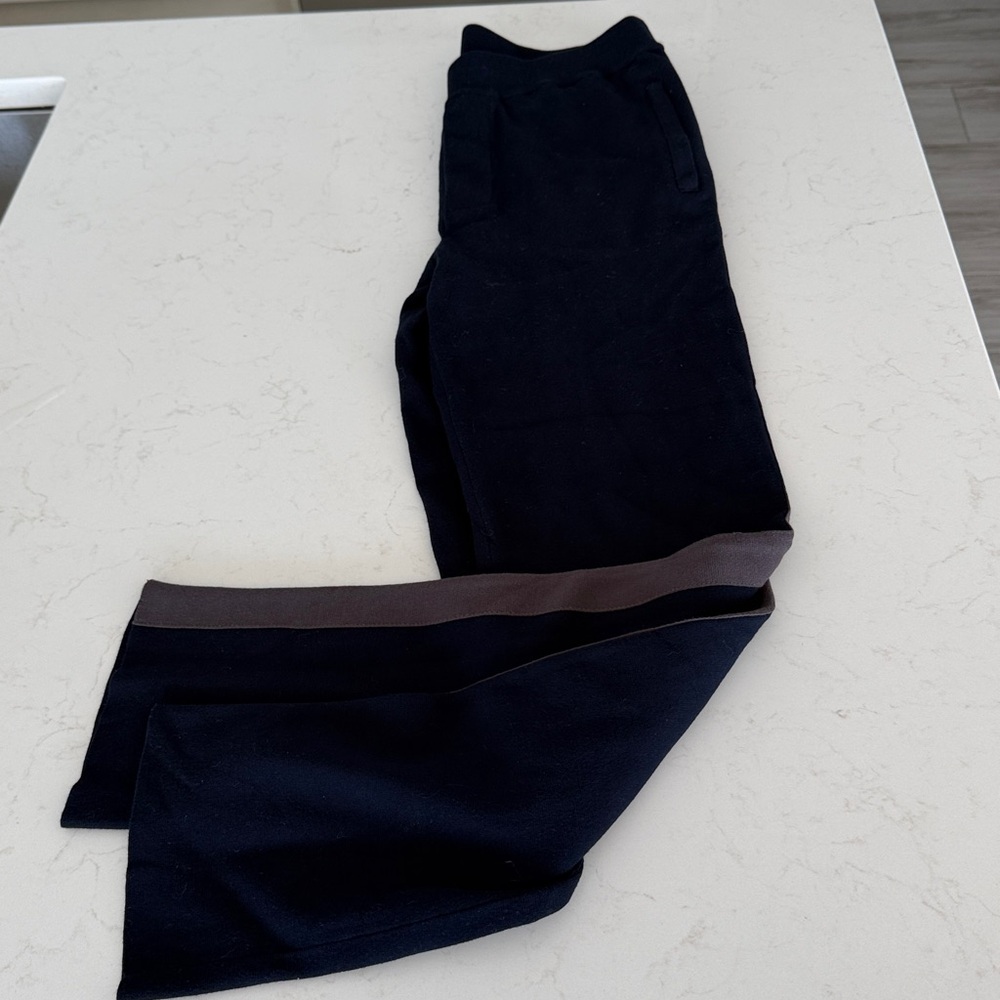 Vince Dark Navy Stripe Straight Leg Women's Sweater Pants